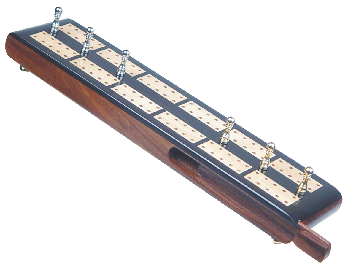 Imperial Flat Cribbage Board in Ebony / Maple 10" - 2 Tracks