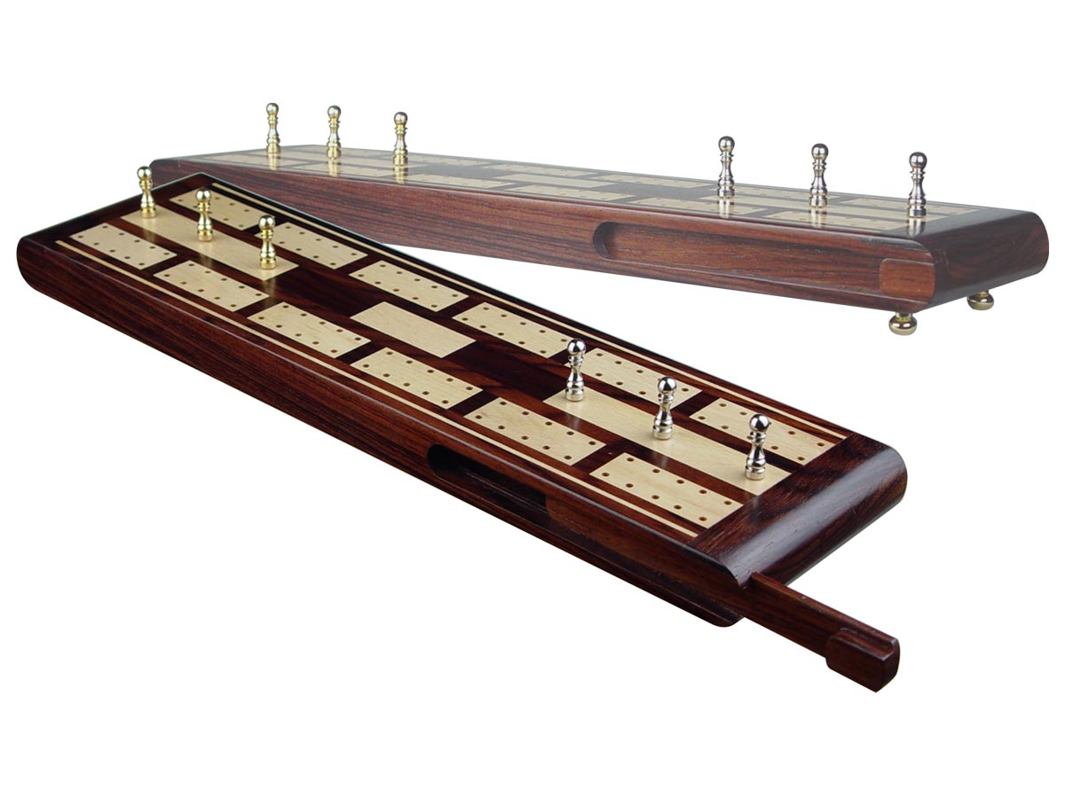 Majestic Flat Cribbage Board in Rosewood / Maple 13" - 2 Tracks