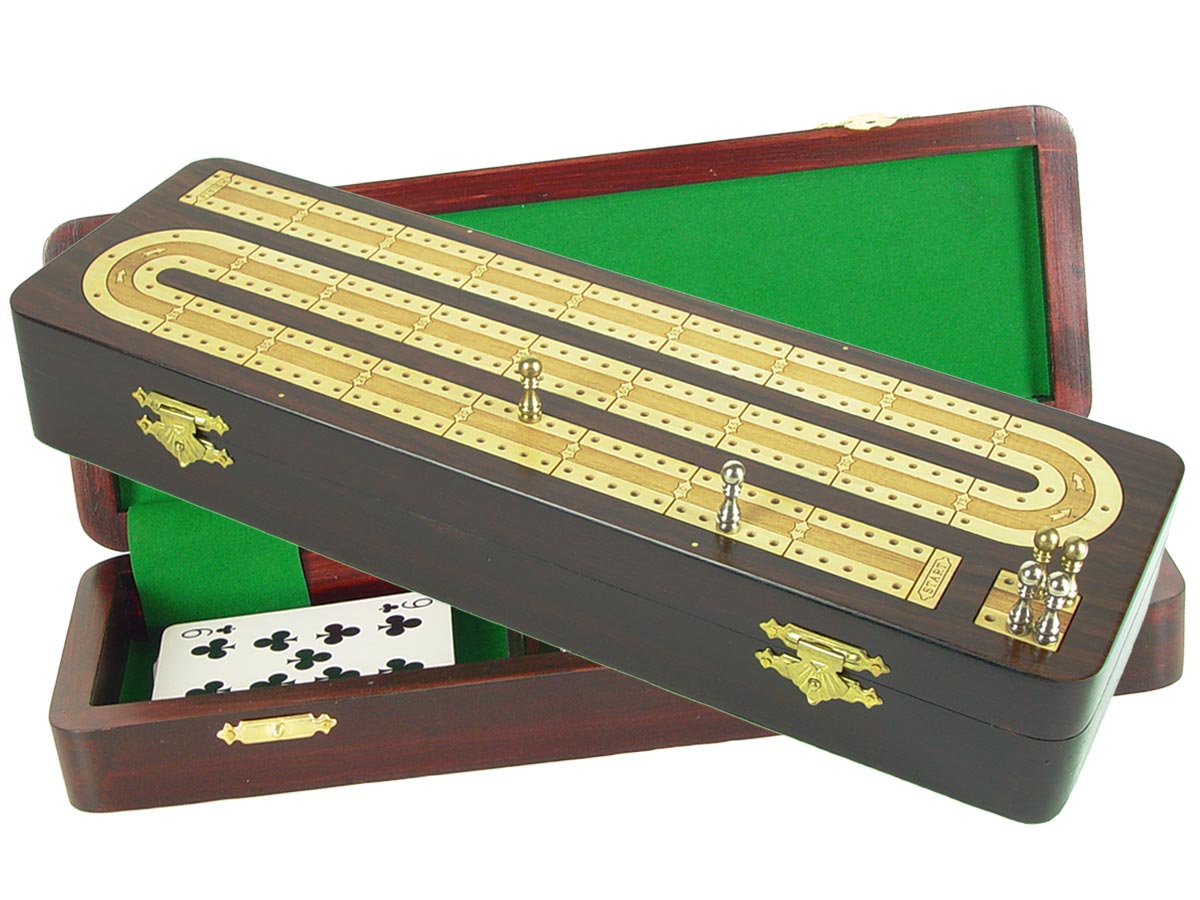 Continuous Cribbage Board in Rosewood / Maple : 2 Tracks :: 12"