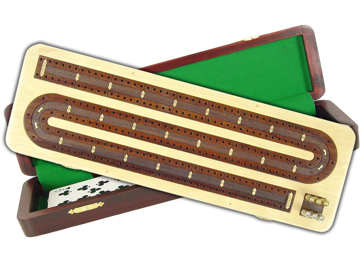 Continuous Cribbage Board in Maple / Rosewood : 2 Tracks :: 12"