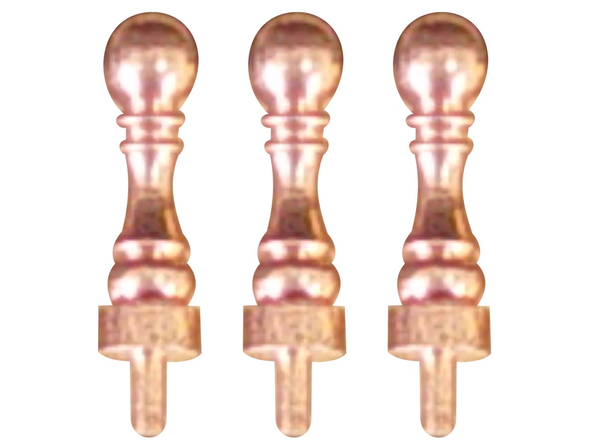 Set of 3 Copper Plated Metal Cribbage Pegs Classic Design